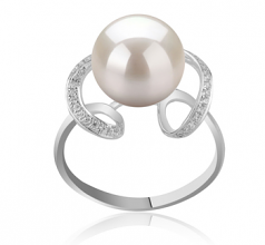10-11mm di Perle Acqua Dolce Anello en Sheila Bianco