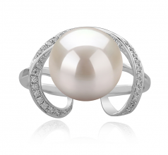 10-11mm di Perle Acqua Dolce Anello en Sheila Bianco