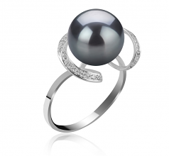 10-11mm Di Tahiti Anello en Sheila Nero