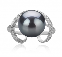 10-11mm Di Tahiti Anello en Sheila Nero