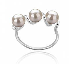 5-6mm di Perle Acqua Dolce Anello en Kitty Bianco