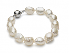 10-11mm di Perle Acqua Dolce Bracciale en Baroque Drop Bianco