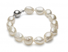 10-11mm Barocca Quality di Perle Acqua Dolce Bracciale in Baroque Drop Bianco