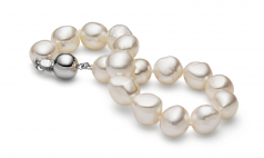 10-11mm Barocca Quality di Perle Acqua Dolce Bracciale in Baroque Drop Bianco