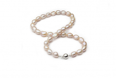 10-11mm di Perle Acqua Dolce Collana en Goccia Rosa