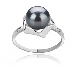 8-9mm di Perle Acqua Dolce Anello en Anais Nero