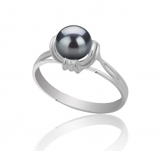 6-7mm di Perle Acqua Dolce Anello en Gioia Nero
