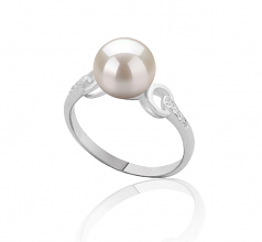 8-9mm di Perle Acqua Dolce Anello en Eunice Bianco