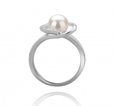 6-7mm di Perle Acqua Dolce Anello en Cuore Bianco