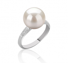 10-11mm di Perle Acqua Dolce Anello en Oana Bianco