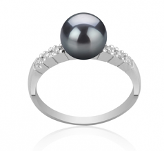 7-8mm Akoya Giapponese Anello en Mariana Nero