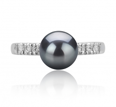 7-8mm Akoya Giapponese Anello en Mariana Nero