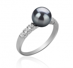 7-8mm Akoya Giapponese Anello en Mariana Nero