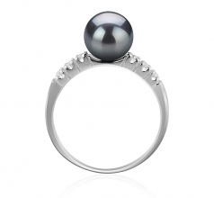 7-8mm Akoya Giapponese Anello en Mariana Nero
