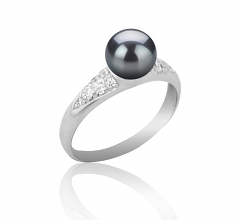 6-7mm di Perle Acqua Dolce Anello en Cristy Nero