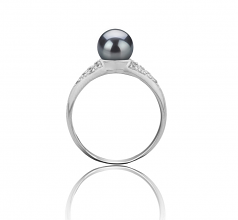 6-7mm di Perle Acqua Dolce Anello en Cristy Nero