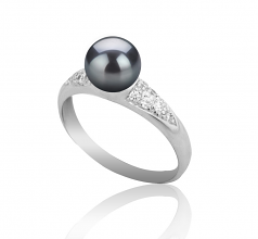 6-7mm di Perle Acqua Dolce Anello en Cristy Nero