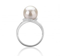 9-10mm di Perle Acqua Dolce Anello en Royisal Bianco