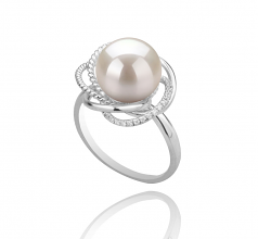 9-10mm di Perle Acqua Dolce Anello en Bobbie Bianco