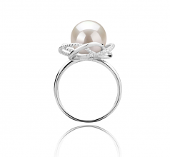 9-10mm di Perle Acqua Dolce Anello en Bobbie Bianco
