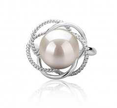 9-10mm di Perle Acqua Dolce Anello en Bobbie Bianco