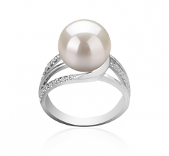 10-11mm di Perle Acqua Dolce Anello en Layana Bianco
