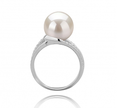 10-11mm di Perle Acqua Dolce Anello en Layana Bianco