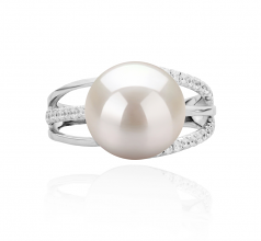 10-11mm di Perle Acqua Dolce Anello en Layana Bianco