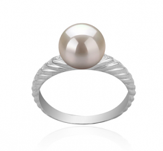 8-9mm di Perle Acqua Dolce Anello en Mada Bianco