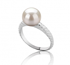8-9mm di Perle Acqua Dolce Anello en Mada Bianco