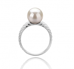 8-9mm di Perle Acqua Dolce Anello en Mada Bianco