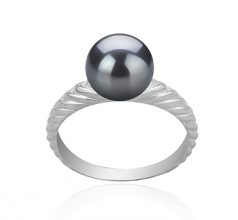 8-9mm di Perle Acqua Dolce Anello en Mada Nero