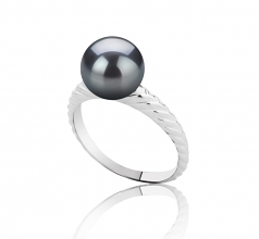 8-9mm di Perle Acqua Dolce Anello en Mada Nero