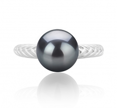 8-9mm di Perle Acqua Dolce Anello en Mada Nero
