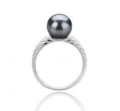 8-9mm di Perle Acqua Dolce Anello en Mada Nero