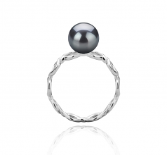 7-8mm di Perle Acqua Dolce Anello en Wave Nero