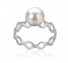 7-8mm di Perle Acqua Dolce Anello en Wave Bianco