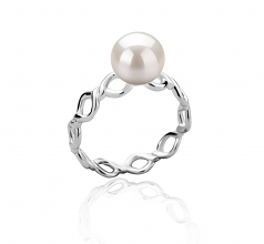 7-8mm di Perle Acqua Dolce Anello en Wave Bianco