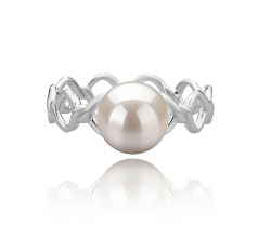 7-8mm di Perle Acqua Dolce Anello en Wave Bianco