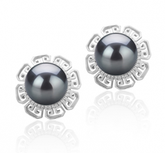 9-10mm Di Tahiti Orecchini en Leonie Nero