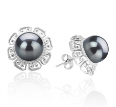 9-10mm Di Tahiti Orecchini en Leonie Nero