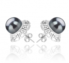 9-10mm Di Tahiti Orecchini en Leonie Nero