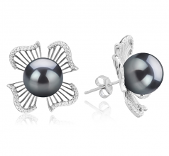 10-11mm Di Tahiti Orecchini en Abigail Nero