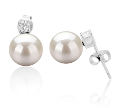 8-9mm di Perle Acqua Dolce Orecchini en Eternità Bianco