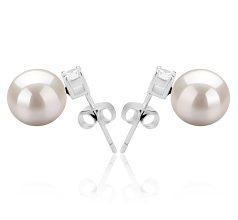 8-9mm di Perle Acqua Dolce Orecchini en Eternità Bianco
