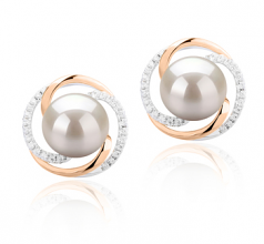 8-9mm di Perle Acqua Dolce Orecchini en Zina Bianco