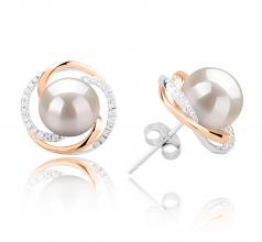8-9mm di Perle Acqua Dolce Orecchini en Zina Bianco