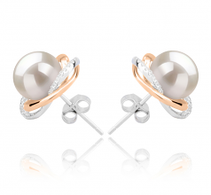 8-9mm di Perle Acqua Dolce Orecchini en Zina Bianco