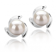 8-9mm di Perle Acqua Dolce Orecchini en Eva Bianco