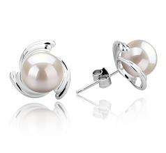 8-9mm di Perle Acqua Dolce Orecchini en Eva Bianco